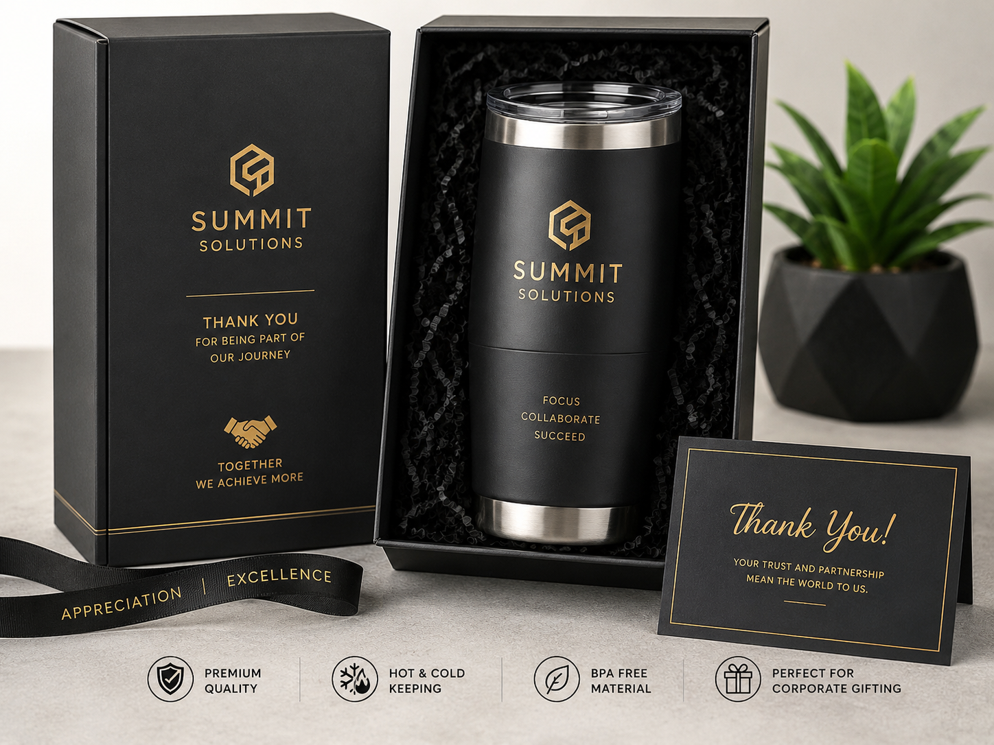 Packaging for logo tumblers for corporate gifts