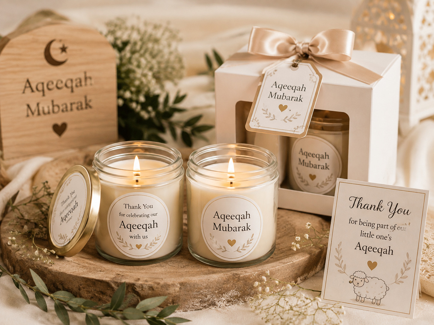 Customized candles for events and Aqiqah guest favors