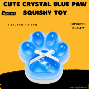 Cute crystal blue paw squishy toy displayed against a clean background