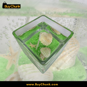 Decorative green seashell gel candle for relaxing Pakistani bedroom and lounge ambience