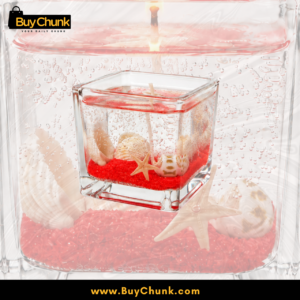 Seashell inspired red candle styled for romantic dinners and anniversary décor