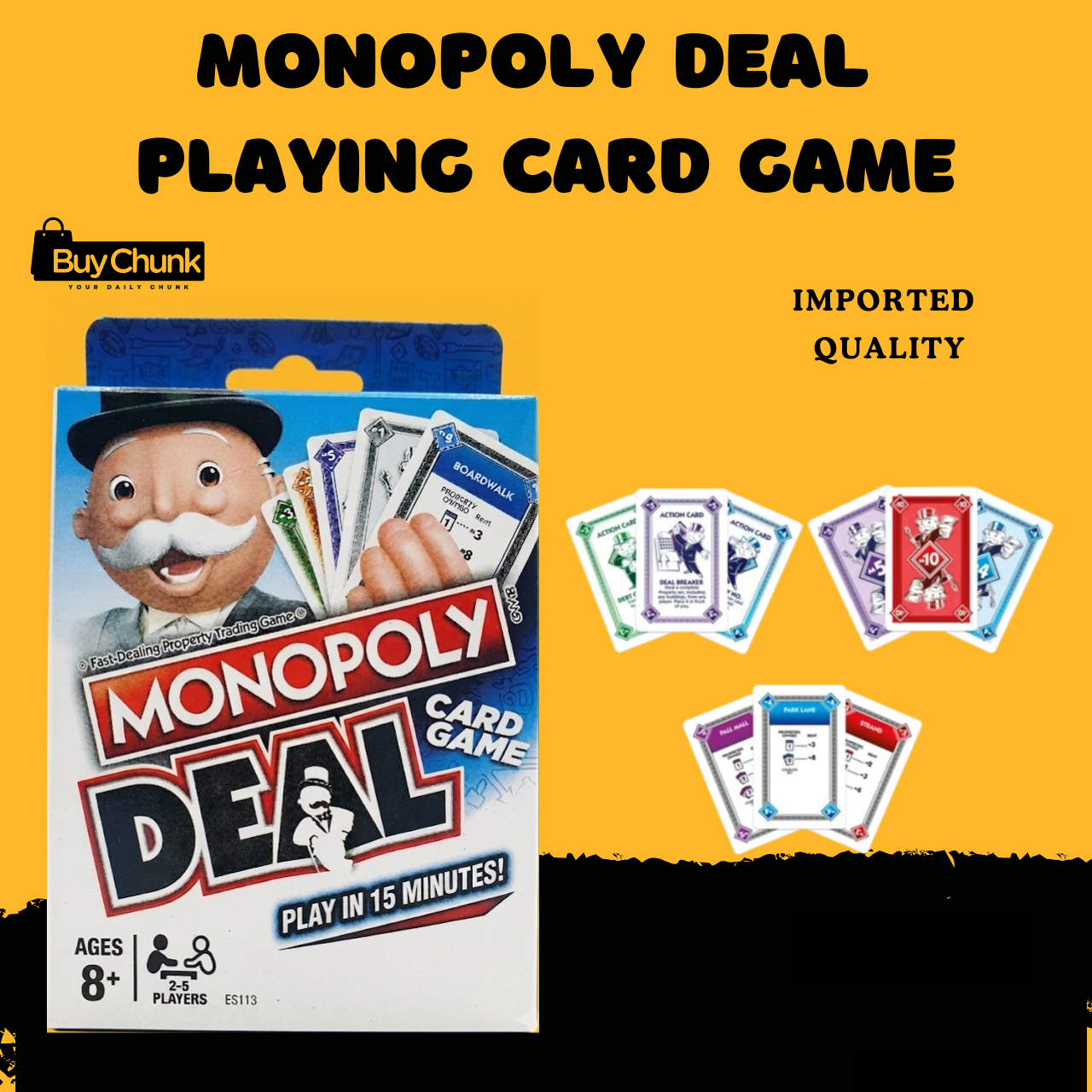 Monopoly Deal Playing Card Game | Fast Family Fun in Pakistan | Card Game for Kids and Adults- uno 1 Monopoly Deal Playing Card Game front box for Pakistani family game nights