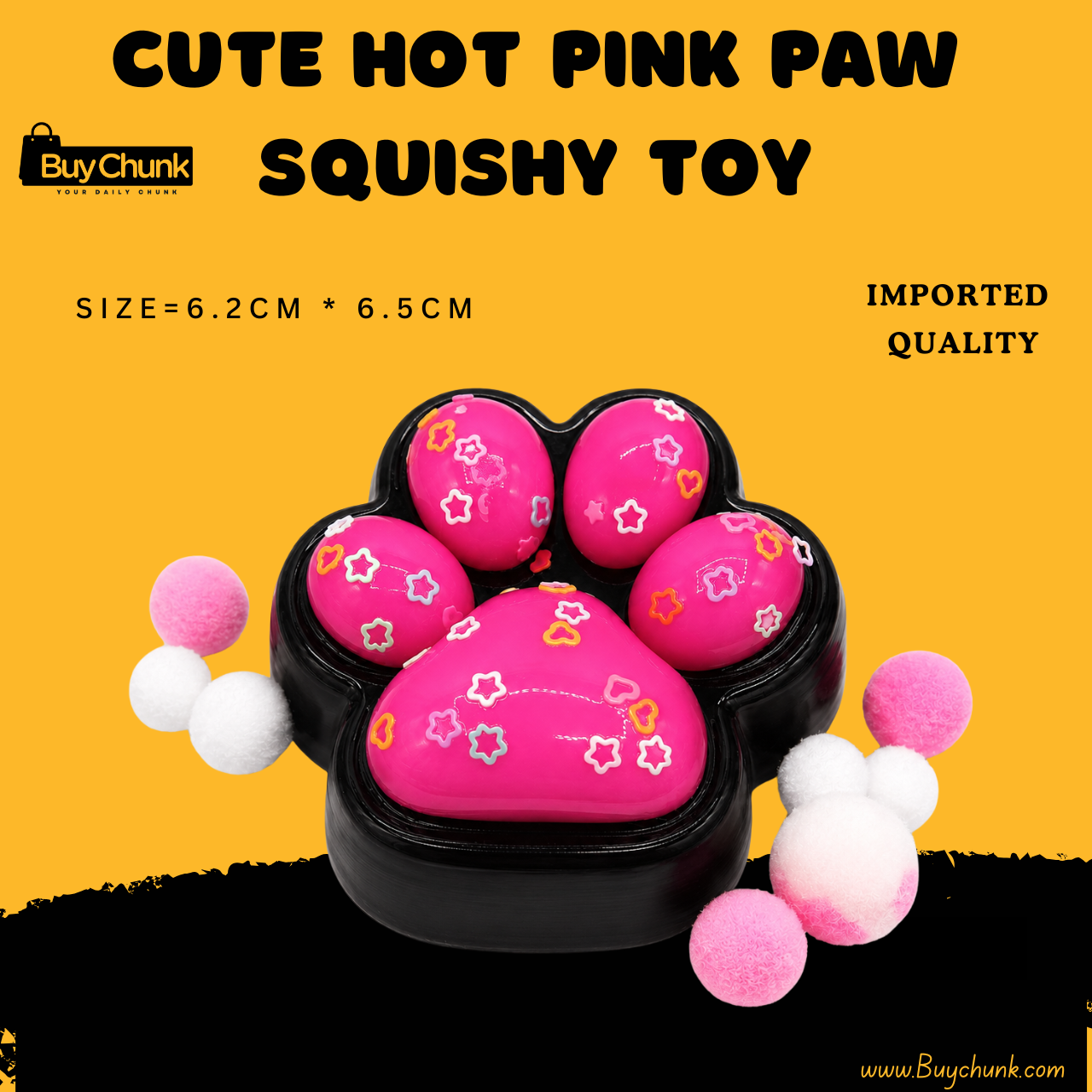 Cute Hot Pink Paw Squishy Toy | Stress Relief Fidget for Kids 1 Cute hot pink paw squishy toy displayed against a clean background
