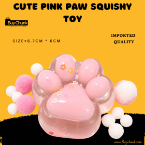 Transparent Pink Paw Squish shown from the front with cute paw details