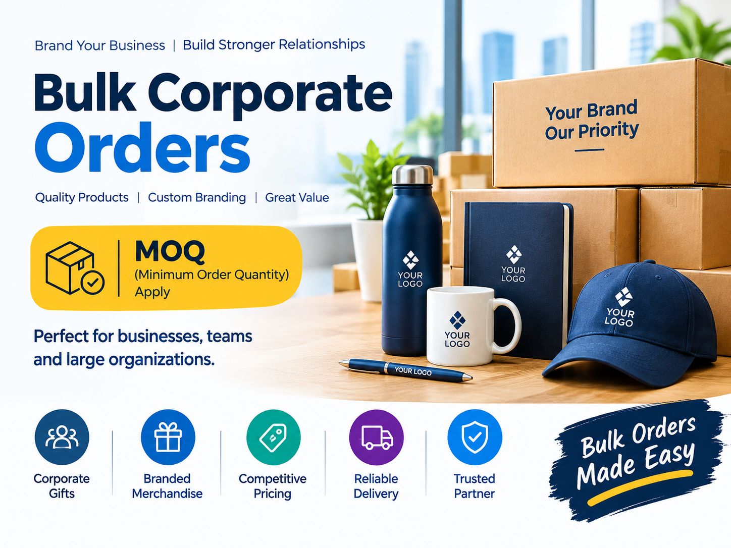 MOQ requirements for bulk corporate orders
