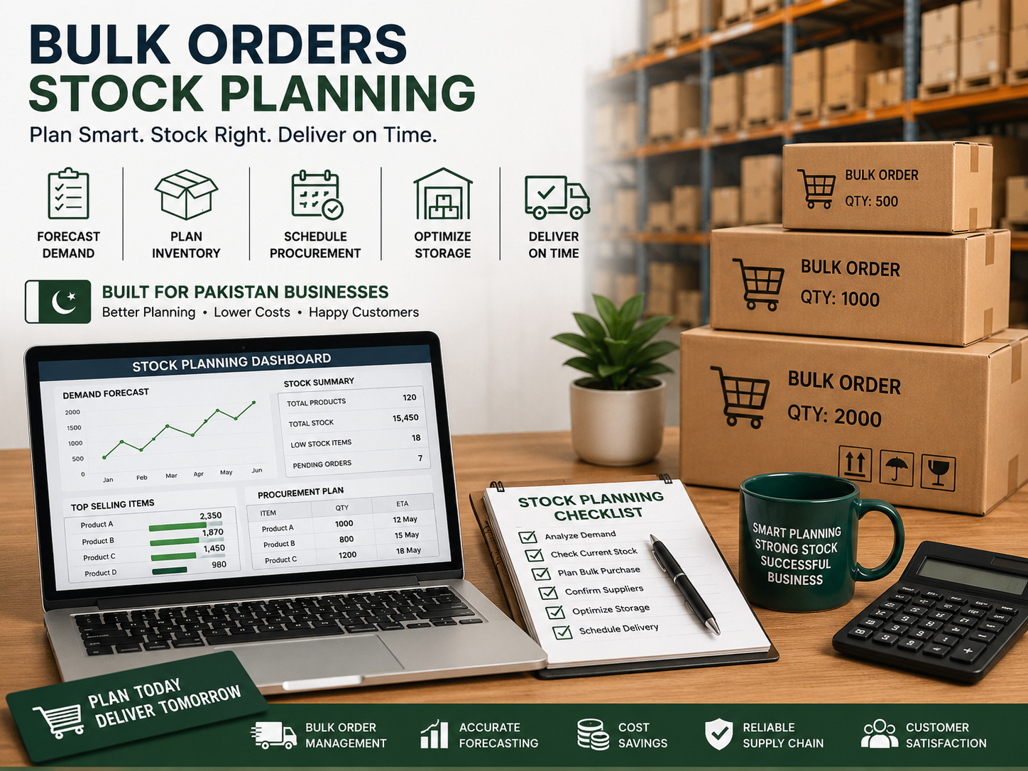 Bulk orders stock planning and inventory verification