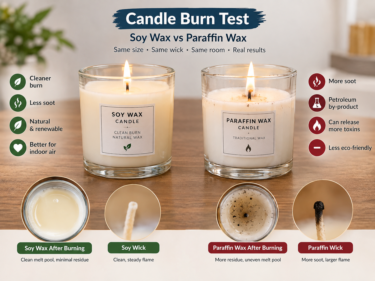 Soy wax vs paraffin in Pakistan clean burn test