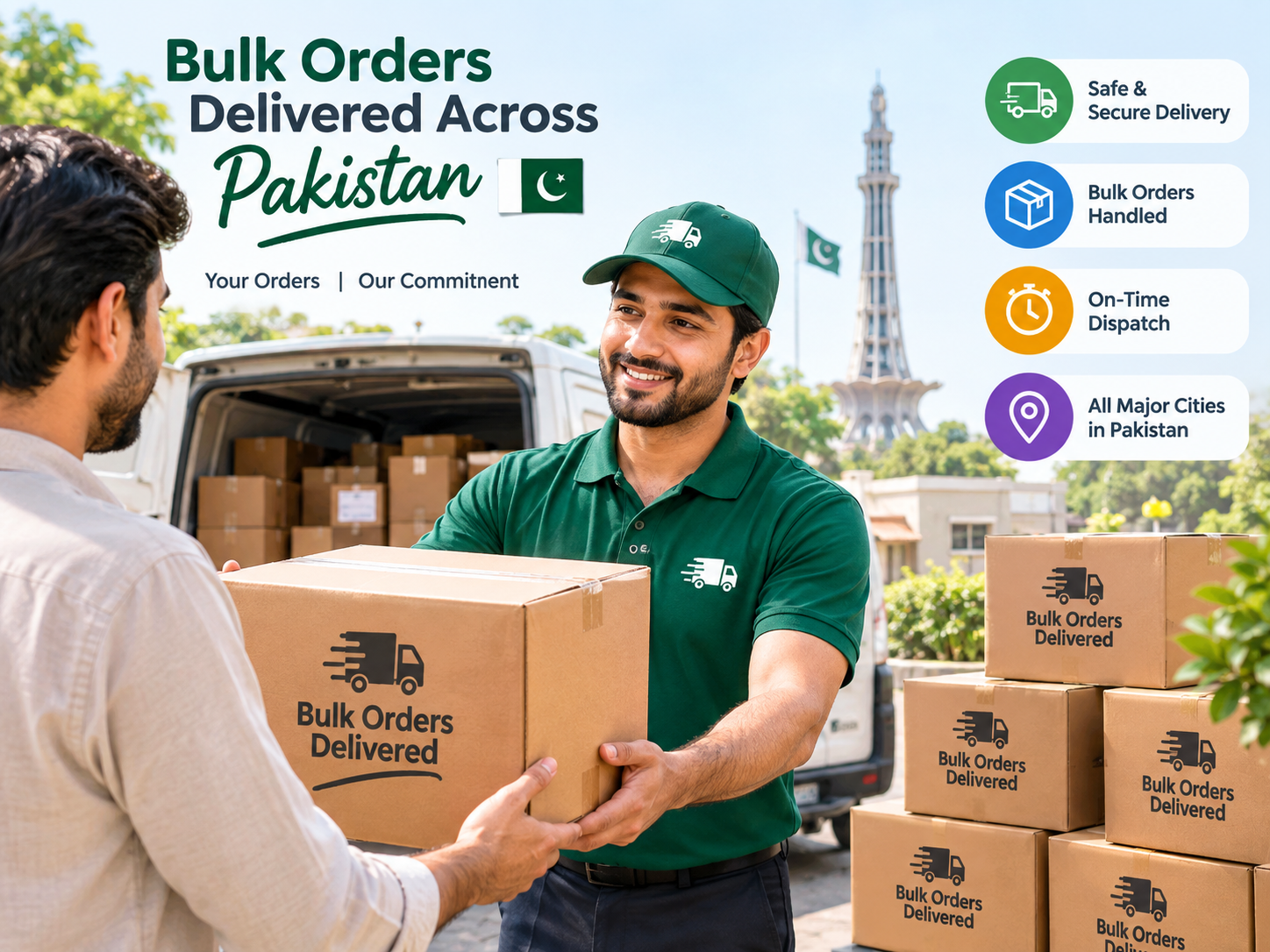 Bulk corporate orders delivery across Pakistan