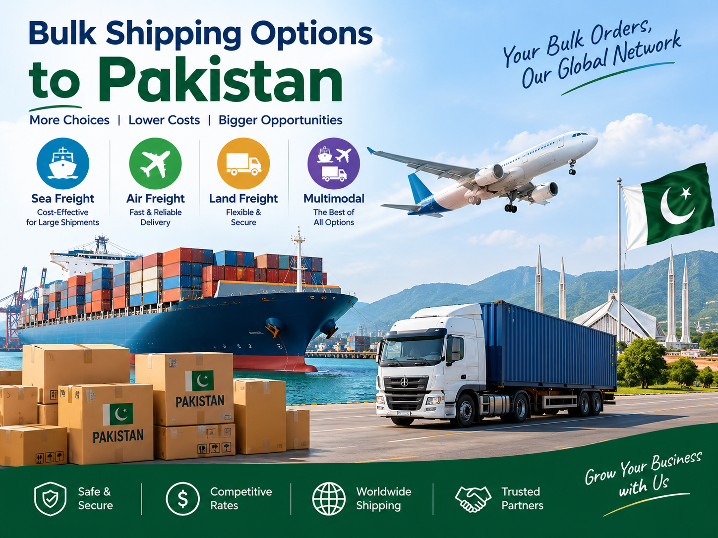 Bulk shipping options for delivery across Pakistan
