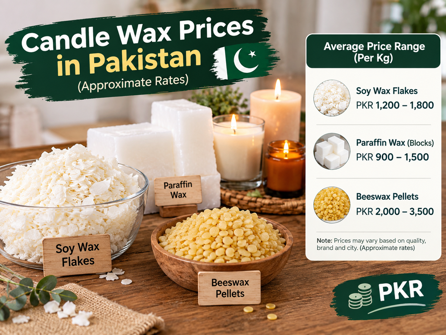 Soy wax vs paraffin in Pakistan price comparison