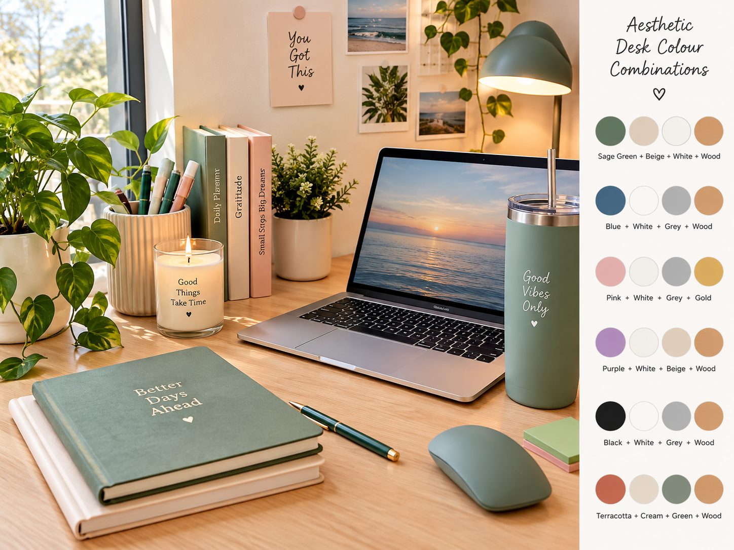 Colour combinations for aesthetic desk setup