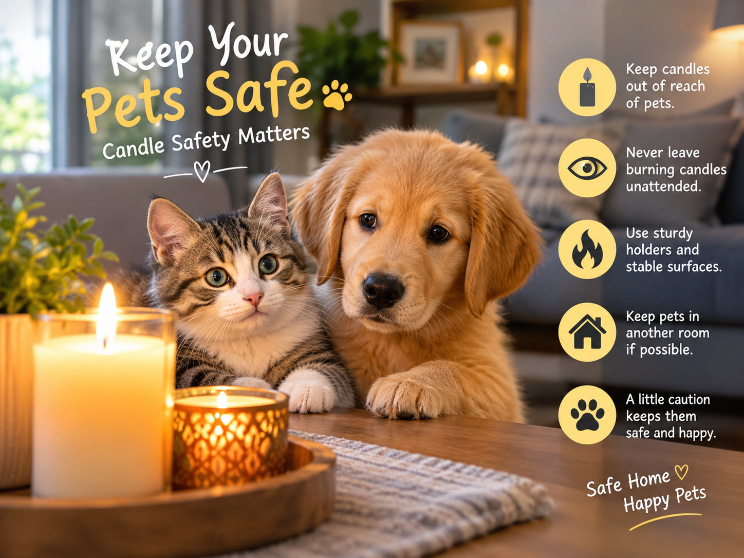Candle safety in Pakistani homes with cats and dogs