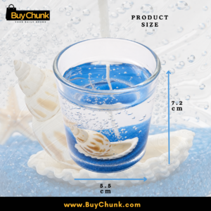 Alternative view of Ocean Blue Round Seashell Gel Scented Candle in Round Glass | Decorative Ocean Blue Gel Candle