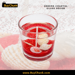 Seashell scented candle adding warm decorative charm to bedrooms and lounge areas