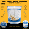 Ocean Blue Round Seashell Gel Scented Candle displayed as elegant coastal home décor