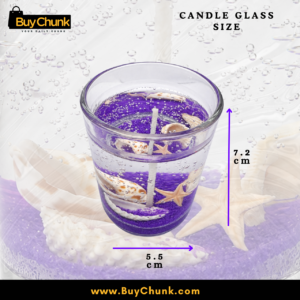 Alternative view of Purple Round Seashell Gel Scented Candle in Round Glass | Decorative Purple Gel Candle