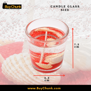 Alternative view of Red Round Seashell Gel Scented Candle in Round Glass | Decorative Red Gel Candle