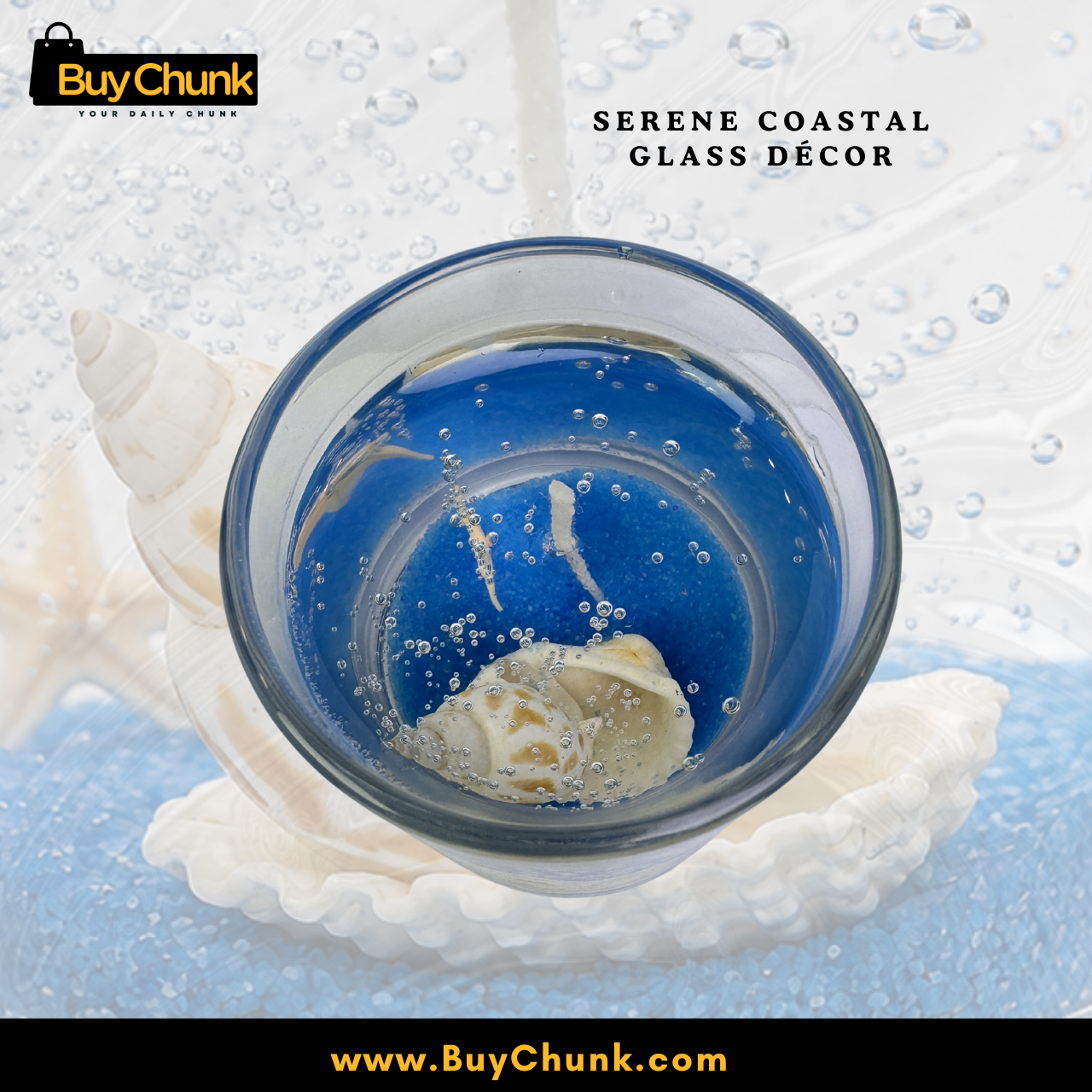 Ocean Blue Round Seashell Gel Scented Candle in Round Glass | Decorative Ocean Blue Gel Candle 3 Ocean Blue Round Seashell Gel Scented Candle in Round Glass | Decorative Ocean Blue Gel Candle - Image 3