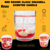Red round seashell gel scented candle for elegant home décor and gifting