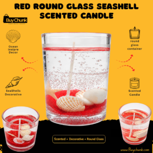 Red round seashell gel scented candle for elegant home décor and gifting