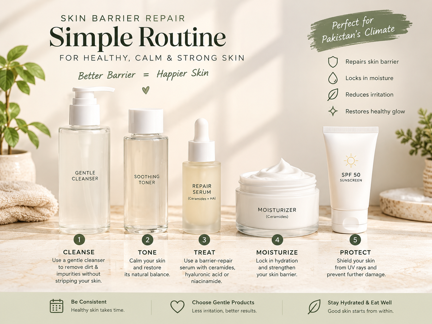 Morning and night routine for signs your skin barrier is damaged.