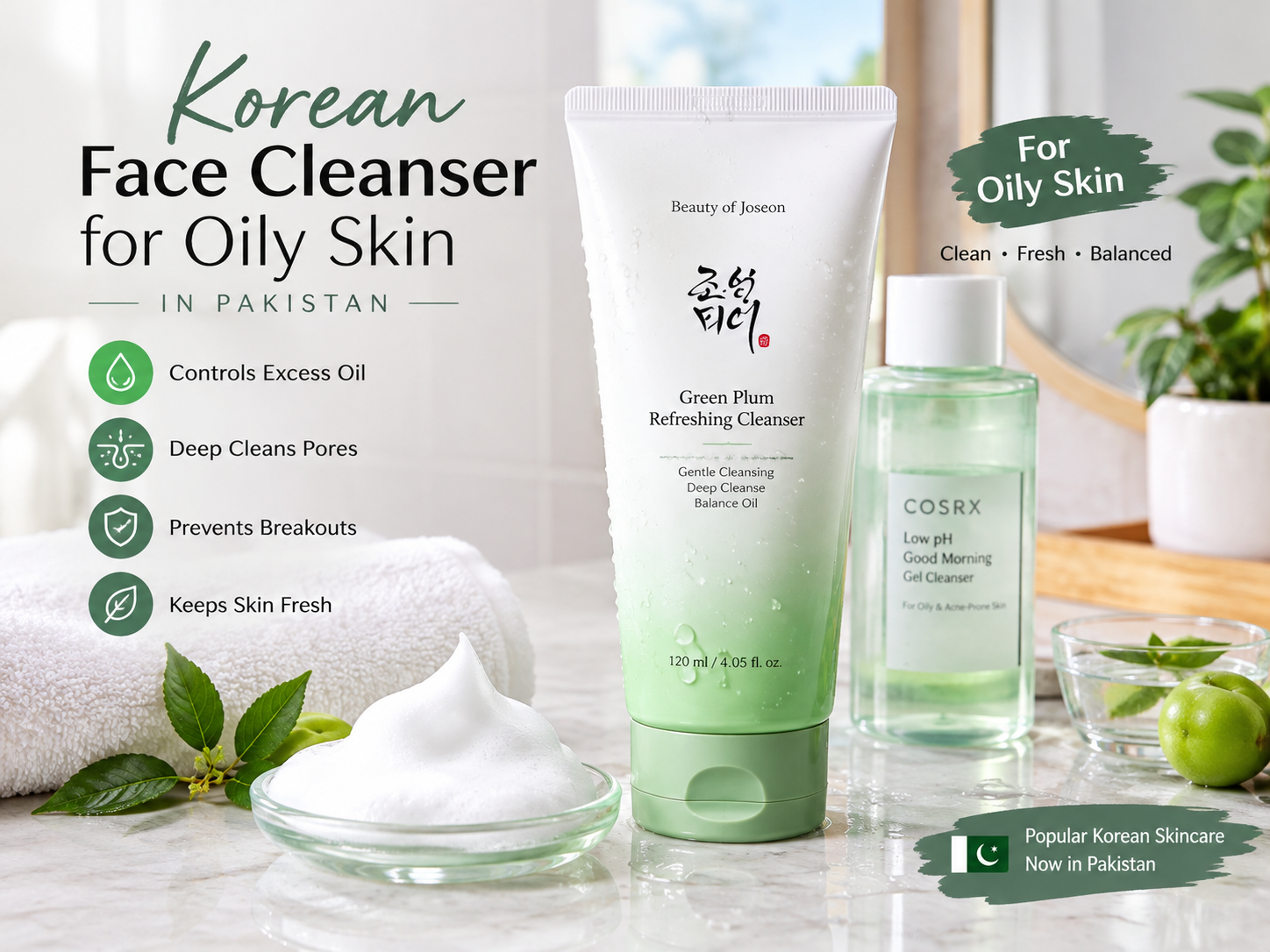 Korean skincare for oily skin in Pakistan gentle facial cleanser