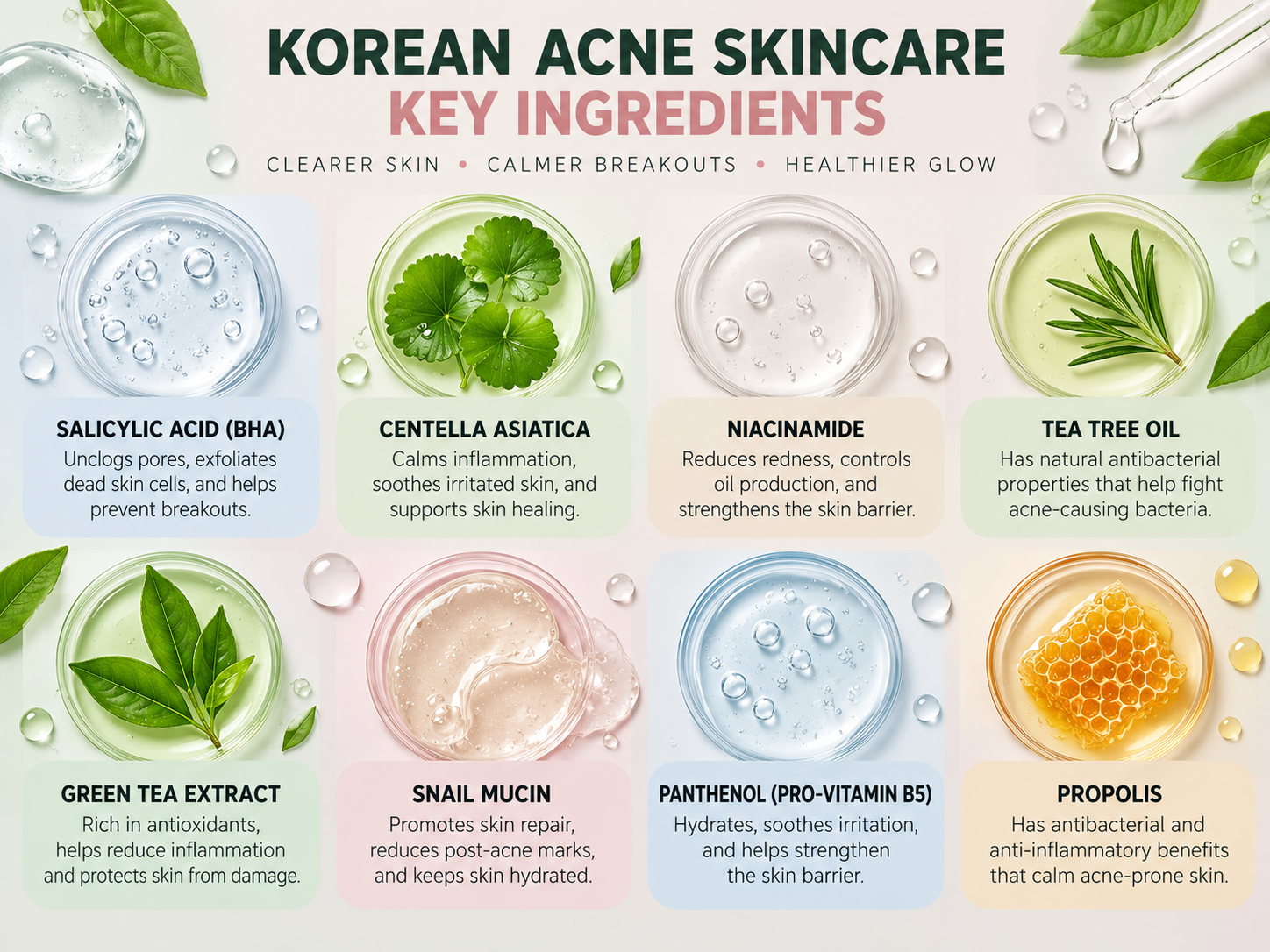 Beneficial ingredients in Korean Skincare for Acne-Prone Skin