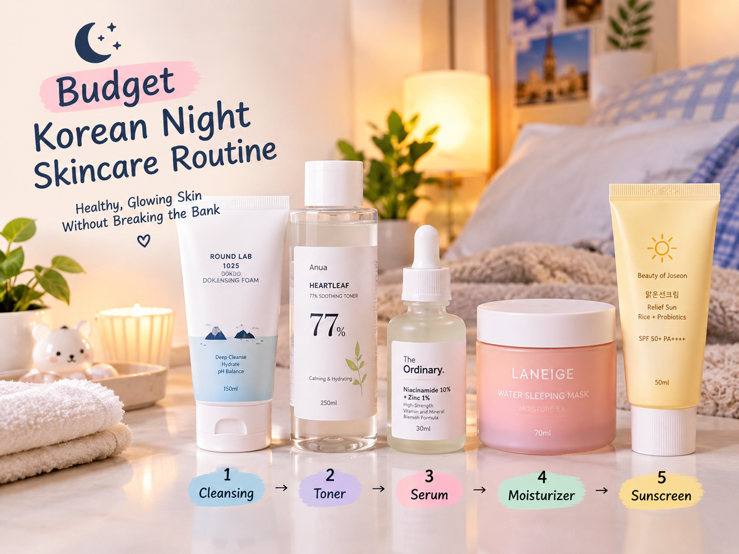 Korean skincare routine under Rs. 5,000 for nighttime hydration