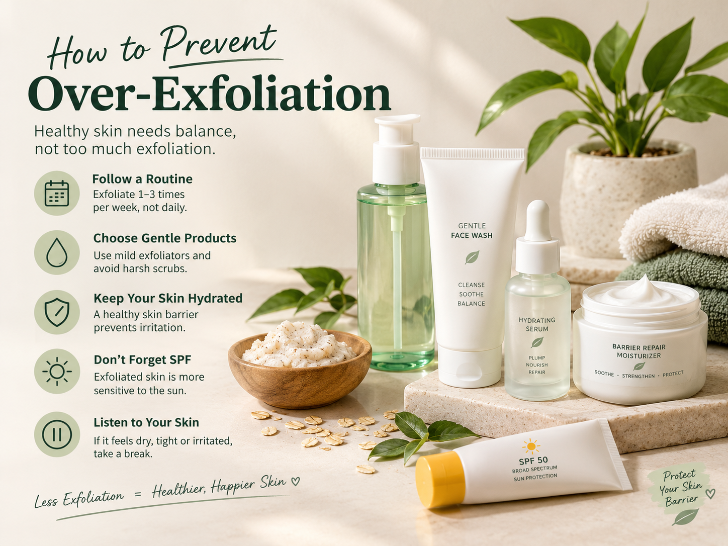 Prevent over-exfoliation with gentle moisturizer and sunscreen in Pakistan