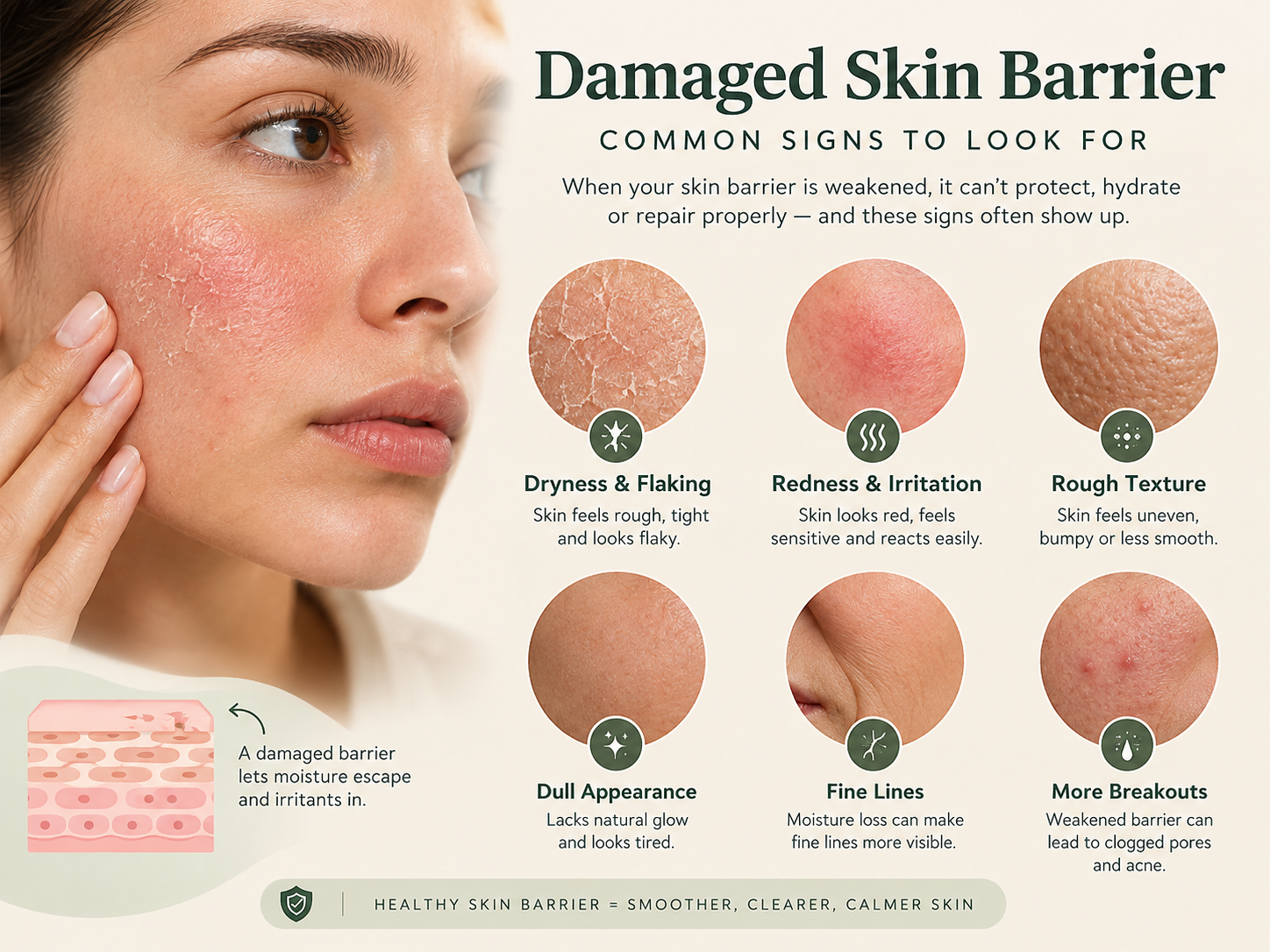 Signs to identify and repair a damaged skin barrier