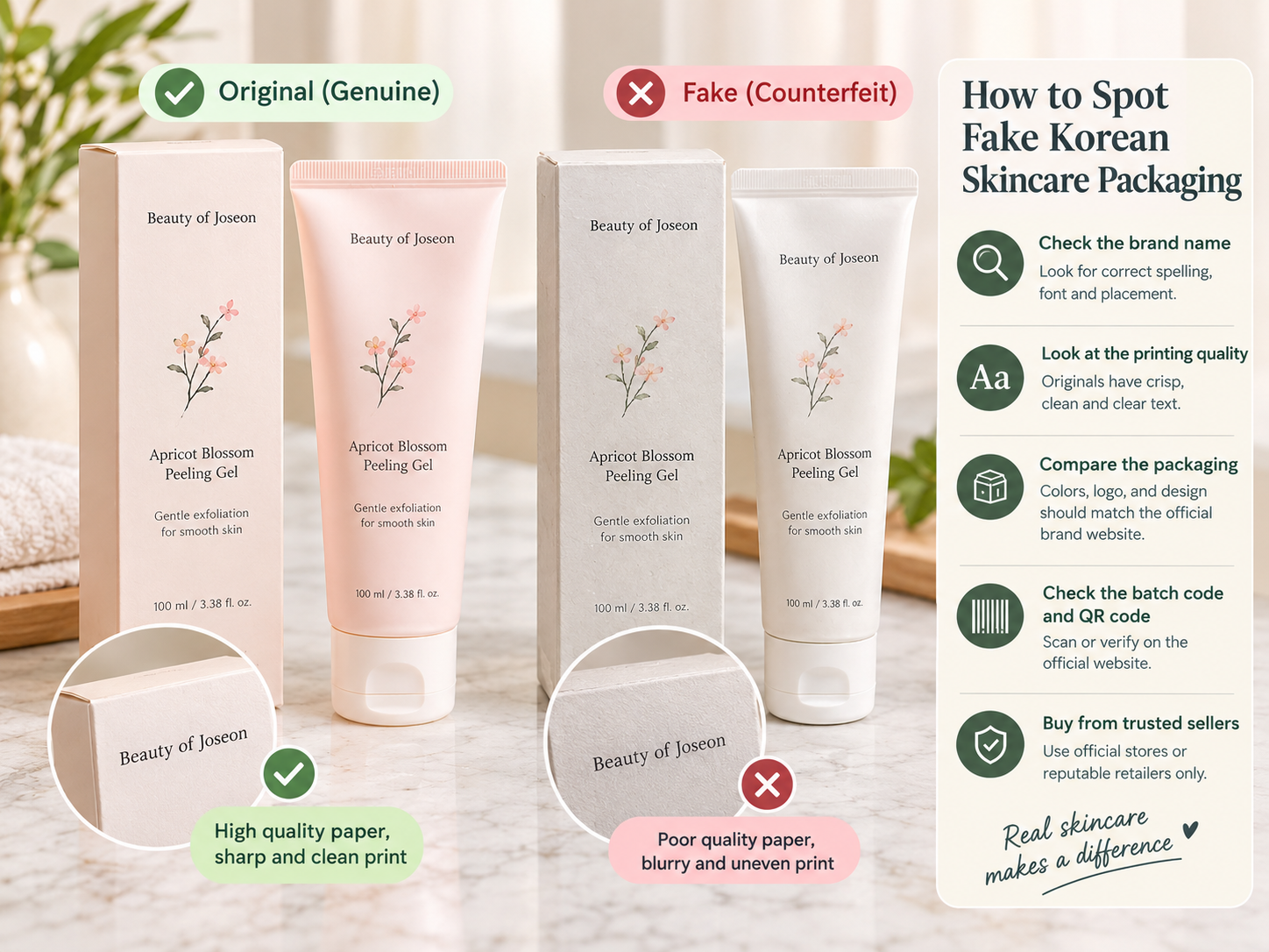 Packaging inspection to identify fake Korean skincare products in Pakistan